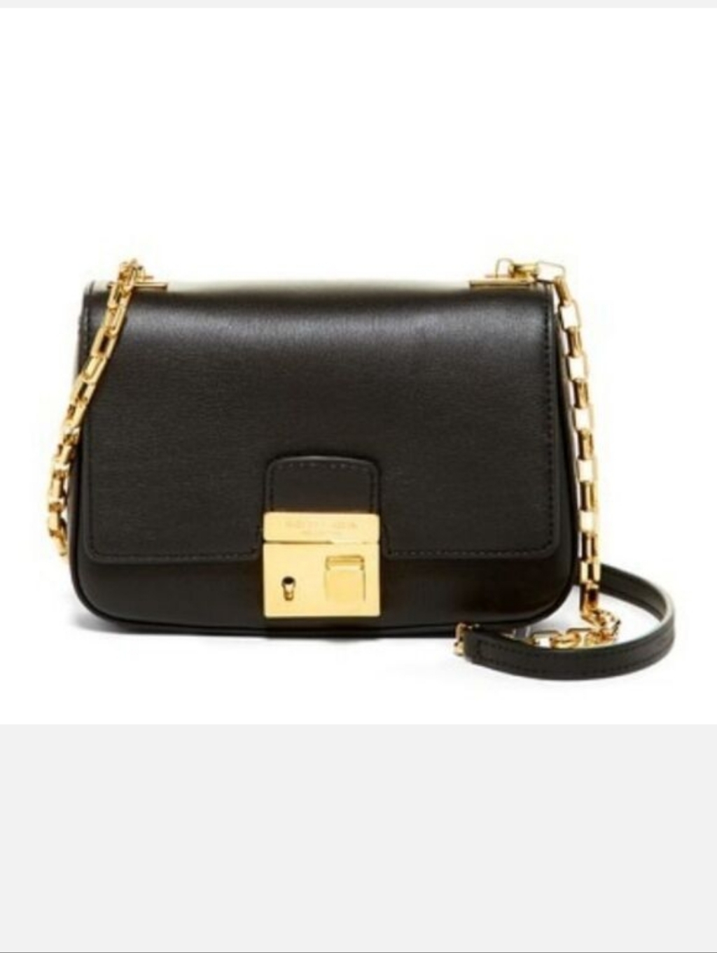 Michael Kors Collection Black Leather Shoulder Bag With Gold Chain Strap